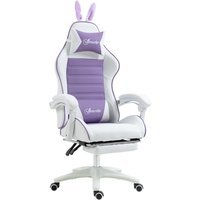 Vinsetto Gaming Stuhl Ergonomischer Gamer Stuhl mit Lendenwirbelstütze, Fußstütze, Gaming Sessel mit Hasenohren, Kopfkissen, Bürostuhl mit Verstellbare Rückenle – Ansicht 1