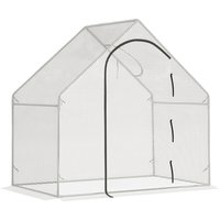 Outsunny Gewächshaus, 180 x 100 x 168 cm Foliengewächshaus mit Rolltür, Treibhaus, Tomatenhaus mit Obenfenster, PE-Gitterfolie, Winterfest Pflanzenhaus für Gart – Ansicht 1