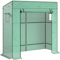 Outsunny Tomatengewächshaus Foliengewächshaus mit Rolltor Netzfenster Schrägdach 196 x 77 x 197 cm Stabil Gewächshaus mit PE-Folie Erdhaken Tomatenhaus Treibhau – Ansicht 1