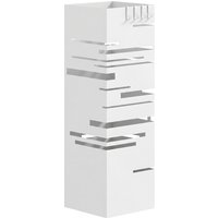 HOMCOM Metall-Regenschirmständer mit 4 Haken und herausnehmbarer Auffangschale, Weiß, für Flur & Büro, 15,5x15,5x49 cm Aosom – Ansicht 1