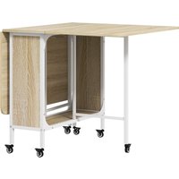 HOMCOM Klappbarer Esstisch Mobiler Klapptisch mit Offenem Regal Esszimmertisch mit Holzoptik Küchentisch für Kleine Räume, Küche, Esszimmer 130 x 80 x 74 cm Nat – Ansicht 1