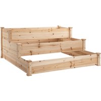 Outsunny Hochbeet 3-stufiges Pflanzenbeet Kräuterbeet Blumentreppe für Balkon & Garten aus Natur Tannenholz 124x124x56 cm Aosom.de – Ansicht 1