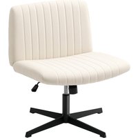 HOMCOM Homeoffice Stuhl Schreibtischstuhl mit Leinenoptik höhenverstellbar Drehstuhl Schminkstuhl Schneidersitz-Stuhl Bürostuhl bis 120 kg belastbar, für Arbeit – Ansicht 1