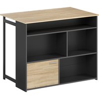 HOMCOM Ausziehbarer Bartisch mit Klappe, Stehtisch für Küche, 1 Türschrank und 4 offene Fächer, modernes Design, für kleine Räume, Esszimmer, Wohnzimmer, 116 x  – Ansicht 1