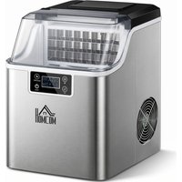 HOMCOM Eiswürfelautomat, 20 kg/24h 2,3 L, mit 3,2 L Wassetank, automatisches Reinigungsprogramm, Edelstahl, 25,2 x 36 x 37,1 cm, Silber Aosom – Ansicht 1