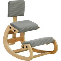 HOMCOM Ergonomischer Kniestuhl, Kniehocker mit Rückenlehne, Cord-Optik, Bürostuhl zur Verbesserung der Nackenschmerzen Rückenschmerzen für Zuhause, Büro, Medita – Ansicht 1