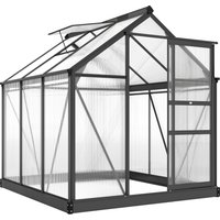 Outsunny Gewächshaus Aluminium 3,65m² 190x192x201cm mit Fundament Dachfenster Schiebetür 4 mm Platten, UV-beständig Treibhaus Aufzucht Tomatenhaus Pflanzenhaus  – Ansicht 1