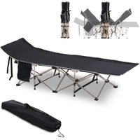 Outsunny Feldbett Faltbares Campingbett mit Tragetasche 190 x 68 x 52 cm Oxford Schwarz ideal für Camping & Outdoor Aktivitäten Aosom.de