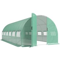 Outsunny Gewächshaus für Außen 6x3x2 m, Tunnelgewächshaus mit Metallscharnier-Tür, Insektenschutzfenstern, PE-Abdeckung 140 g/m² und feuerverzinktem Stahlrahmen – Ansicht 1