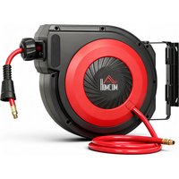 HOMCOM Automatik Druckluftschlauchtrommel 15m+1,5m Druckluftschlauch mit 1/4' Schnellanschluss, 9,5 x 15,8 mm Durchmesser, max. Druck: 10 Bar 180°-Drehgelenk, S – Ansicht 1