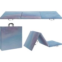 HOMCOM Faltbare Gymnastikmatte, dicke Gymnastikmatte, 180 x 60 x 5 cm, mit Griff, Bodenmatte für Yoga, Sport, Fitness, Pilates, synthetische Beschichtung, blau  – Ansicht 1
