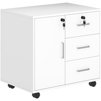 HOMCOM Aktenschrank mit 3 Schubladen und Schrank mit 3 verstellbaren Regalen, Dokumentenschrank aus Spanplatte, 60x40x56 cm, Weiß Aosom – Ansicht 1