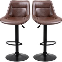 HOMCOM Barhocker 2er Set höhenverstellbare Tresenhocker mit Rückenlehne, drehbarer Bistrohocker aus Kunstleder in Braun, ideal für Küche & Bar Aosom.de – Ansicht 1