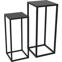 Outsunny 2er-Set Pflanzenständer, Pflanzenhocker mit Stahlbeine, Skandinavischem Design, Blumenständer für Garten, Balkon, Schwarz Aosom – Ansicht 1