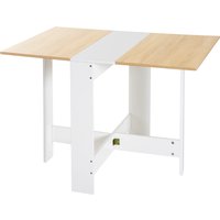 HOMCOM Klapptisch Schreibtisch Arbeitsstation Beistelltisch Esstisch Eiche Weiß L103 x B76 x H73,5 cm, platzsparend & vielseitig Aosom.de – Ansicht 1