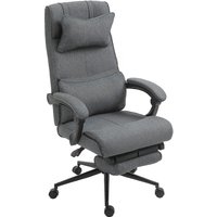 Vinsetto Ergonomischer, Höhenverstellbarer Bürostuhl mit Armlehnen, Kopf- und Lendenkissen, Fußstütze und 5 Rollen, 66x69x115-123cm, Grau Aosom – Ansicht 1