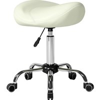 HOMCOM Rollhocker höhenverstellbar 55-71 cm Drehhocker mit Dick Polster, Arbeitshocker 360° drehbar Hocker Bürohocker Sattelhocker für Büro Salon Massage Spa Cr – Ansicht 1
