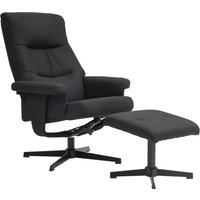 HOMCOM Relaxsessel mit Hocker, Gepolstert Fernsehsessel mit Liegefunktion, Wippfunktion, Drehbar Liegesessel mit Samtoptik, für Wohnzimmer, Schlafzimmer, Schwar