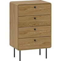 HOMCOM Kommode 4 Schubladen, schlanker Aufbewahrungsschrank mit Stahlfüßen, abgerundete Ecken und Holzgriffe, moderner Stil, Kommode für Schlafzimmer, Wohnzimme – Ansicht 1