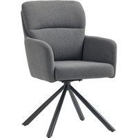 HOMCOM Esszimmerstuhl 360° Drehbar Küchenstuhl mit Leinenbezug, Ergonomisch Drehstuhl mit Armlehne, Rückenlehne, Metallbeine, Polsterstuhl, Armlehnenstuhl für E – Ansicht 1