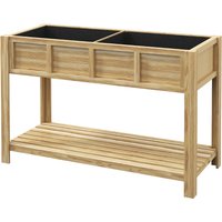 Outsunny Jardinière sur Pieds - Hochbeet mit herausnehmbarem Trenner, Regal, Bewässerungseinsätzen, Drainagefilz inklusive - Abmessungen 115L x 46B x 75H cm - M – Ansicht 1