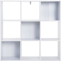 HOMCOM Weißes Bücherregal für Zuhause und Büro, Modernes Regal mit 9 Holzfächern, 91x29,5x91cm Aosom – Ansicht 1