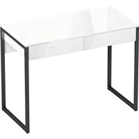 HOMCOM Schreibtisch 100 x 50 cm Computertisch Bürotisch mit 2 Schubladen, Stahlrahmen, für kleine Räume, Home Office, Schwarz Aosom