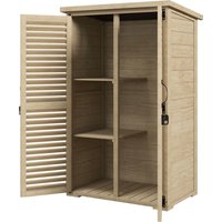 Outsunny Gartenschrank Geräteschuppen aus Holz 2 Regale Bitumendach Lamellentüren abschließbar 75 x 50 x 118 Natur Aosom – Ansicht 1