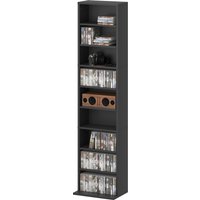 HOMCOM Mobile Libreria mit 9 Regalen für 260 CD im modernen Design, CD-Regal aus Spanplatte, 33x24x140 cm, Schwarz Aosom – Ansicht 1