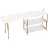 HOMCOM Klappschreibtisch, moderner Computertisch mit Aufbewahrungsregalen und Bambusgestell, einfache Montage, Arbeitsplatz für Zuhause, Schlafzimmer, 148 x 40  – Ansicht 1