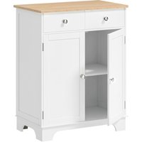 HOMCOM Küchenschrank Sideboard mit 2 Schubladen, Kommode, Aufbewahrungsschrank aus MDF, Weiß, 68 x 40,3 x 85 cm für Küche & Esszimmer Aosom.de – Ansicht 1
