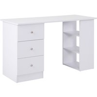 HOMCOM Schreibtisch Multimediabüro mit 3 Schubladen 2 Regalen 120L x 49B x 72H cm Weiß Aosom – Ansicht 1