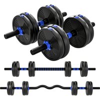 SPORTNOW Hantelset Hanteln verstellbar 15 kg 3 in 1, verstellbares Gewicht Set mit Verlängerungsstange, rutschfester Griff, Kunststoffummantelung, Fitness, Body – Ansicht 1