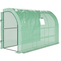 Outsunny Gewächshaus mit Regale Fenster, winterfest Foliengewächshaus aus Stahl, wandmontiert Treibhaus für Balkon, Garten, Tomatenhaus 300x150x213cm Tomatengew – Ansicht 1