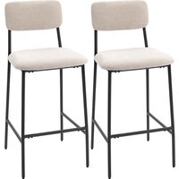 HOMCOM Set 2 Barhocker, Hohe Küchenhocker aus Chenille mit hoher Rückenlehne, Fußstütze und dick gepolstertem Sitz, Stahlgestell, Hohe Barstühle, für Kücheninse – Ansicht 1