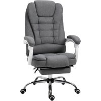 Vinsetto Bürostuhl ergonomischer Schreibtischstuhl mit klappbarer Fußstütze, höhenverstellbar & neigbar, Metall Grau für Komfort im Home Office Aosom.de – Ansicht 1
