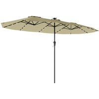 Outsunny Doppel-Sonnenschirm mit 36 Solar-LED-Leuchten, 4x2 m, Terrassen-Sonnenschirm mit Kurbel, UPF50+, 12 Streben, wasserabweisend, Sonnenschirm für Garten,  – Ansicht 1