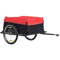HOMCOM Lastenanhänger Transportanhänger 2-Rad Lasten-Fahrradanhänger Schwarz Rot, robust & vielseitig für Fahrradtouren Aosom.de – Ansicht 1
