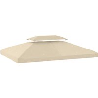 Outsunny Ersatzdach für Pavillon, 4x3 m, Ersatzbezug mit Doppel-Dach, 10 Ablauflöcher und UV-Schutz, NUR Ersatzdach für Pavillon, Cremeweiß Aosom – Ansicht 1