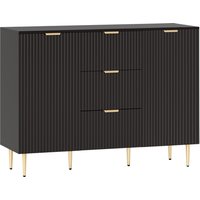 HOMCOM Sideboard mit 3 Schubladen, verstellbaren Einlegeböden, Schränken mit geriffelten Türen und Metallfüßen, Sideboard für Esszimmer & Wohnzimmer, 120 x 40 x – Ansicht 1