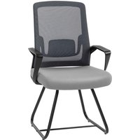 HOMCOM Bürostuhl ohne Rollen, Warte- und Konferenzstuhl mit Lendenstütze und Armlehnen, atmungsaktive Netzbespannung, ergonomischer Besucherstuhl für Gäste und  – Ansicht 1