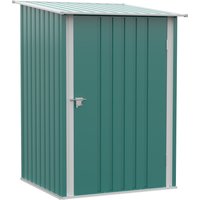 Outsunny Metall Gerätehaus 0,92 m² 100x103x160cm Geräteschuppen mit Pultdach Abschließbarer Tür Gartenhaus Outdoor Garten Schuppen Schrank für Hinterhof Außenbe