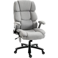 HOMCOM Bürostuhl, Ergonomischer Chefsessel, Gepolsterter Schreibtischstuhl mit Hochklappbaren Armlehnen, Airbag-Lendenstütze, Höhenverstellbarer Drehstuhl mit W – Ansicht 1
