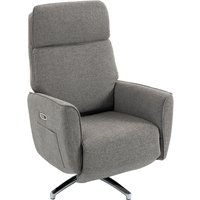 HOMCOM Elektrischer Relax-Sessel 360° drehbar mit verstellbarer Kopfstütze, USB-Anschlüsse, Leinenbezug, 2 Motoren, Fußteil, Seitentaschen, Taschenfederkern, fü – Ansicht 1