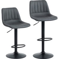 HOMCOM Barhocker 2er Set, 360° Drehbar Gepolstert Barstuhl mit Fußstütze, Lehne, Höhenverstellbar Kunstleder Tresenhocker für Küche, Wohnzimmer, Esszimmer Dunke – Ansicht 1