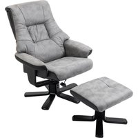 HOMCOM Relaxsessel mit Hocker, drehbarer Fernsehsessel mit Liegefunktion, Mikrofaser Grau, 78x82,5x109 cm, ideal für Wohnzimmer & Entspannung Aosom.de – Ansicht 1