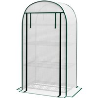 Outsunny Gewächshaus aus PE mit 4 Ebenen, Balkongewächshaus, verstärkte Plane 130 g/m², Stahlrahmen, rollbare Reißverschlusstür, für Gemüse Pflanzen Blumen, 80  – Ansicht 1