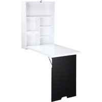 HOMCOM Wandtisch Klappschreibtisch mit 5 Fächern, Tafel in Weiß und Schwarz, 60x94,5x147cm, platzsparend für Home Office Aosom.de – Ansicht 1