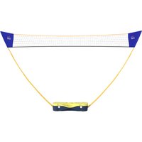 HOMCOM Badminton Netz mit Stand, tragbarer Netzständer für Badminton, inklusive 4 Badminton-Schlägern, Gelb und Blau Aosom.de – Ansicht 1