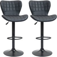 HOMCOM Barstuhl 2er-Set Retrodesign Höhenverstellbar 360° drehbar schwarzes Leder für Homeoffice stabil 47 x 51,5 x 89-109 cm Aosom.de – Ansicht 1
